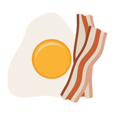 fried egg with bacon food flat icon vector illustration isolated on white background