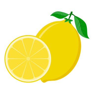 lemon fruit food flat icon vector illustration isolated on white background