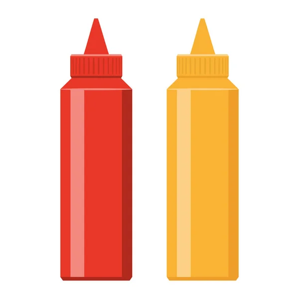 Ketchup Mustard Food Flat Icon Vector Illustration Isolated White Background — Stok Vektör