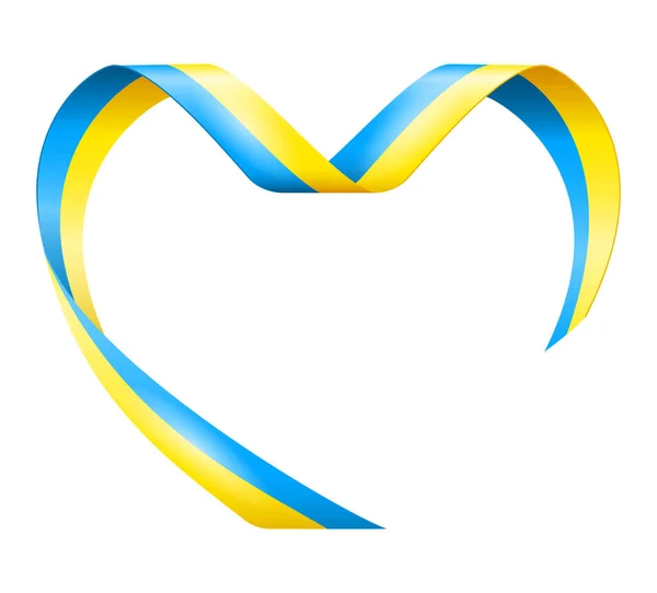 ウクライナの国旗の色による黄色のリボン白の背景に隔離されたベクトルイラスト — ストックベクタ