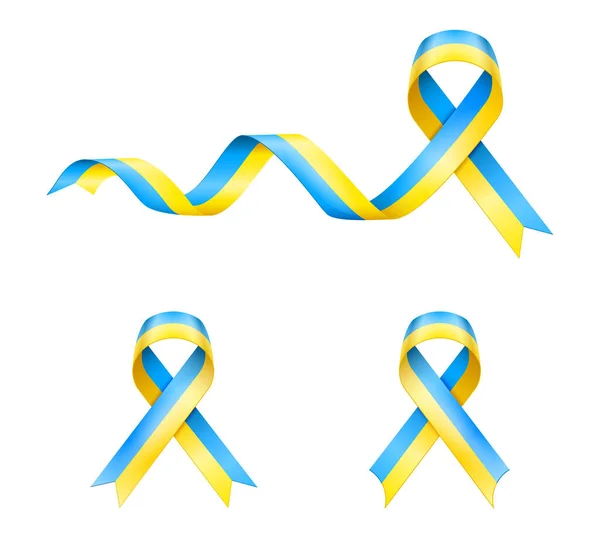 Ukrajinská Stuha Žlutých Modrých Barvách Podle Barvy Vlajky Ukrajinského Vektoru — Stockový vektor