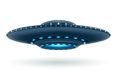 ufo space flying saucer alien ship luminous vector illustration isolated on white background clipart