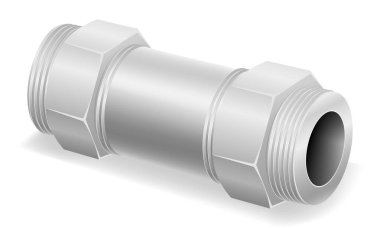 Beyaz arkaplanda izole edilmiş boru vektör illüstrasyonu için metal bağlantı