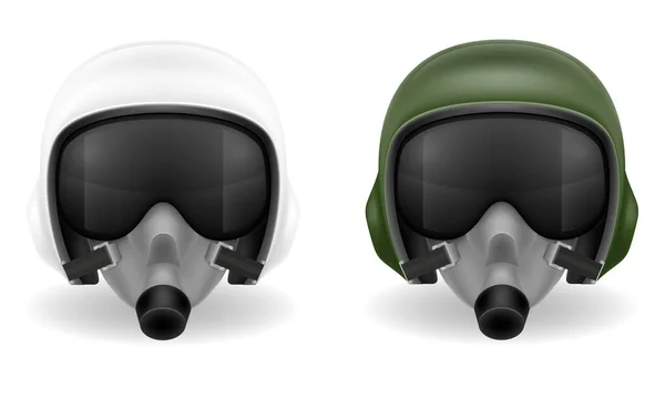 白色背景下隔离的战斗机或战斗直升机矢量的现代飞行员头盔 — 图库矢量图片