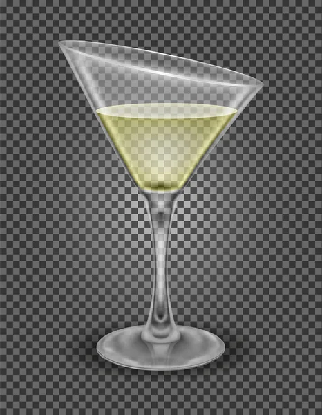 Коктейль Мартини Алкогольный Напиток Стеклянный Вектор Иллюстрация Изолированы Белом Фоне — стоковый вектор