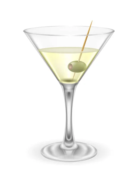 Martini Cocktail Alkoholhaltig Dryck Glas Vektor Illustration Isolerad Vit Bakgrund — Stock vektor