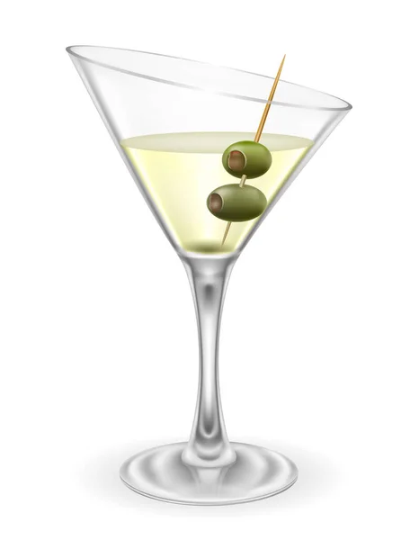 Beyaz Arka Planda Izole Edilmiş Martini Kokteyli Alkolik Içki Cam — Stok Vektör