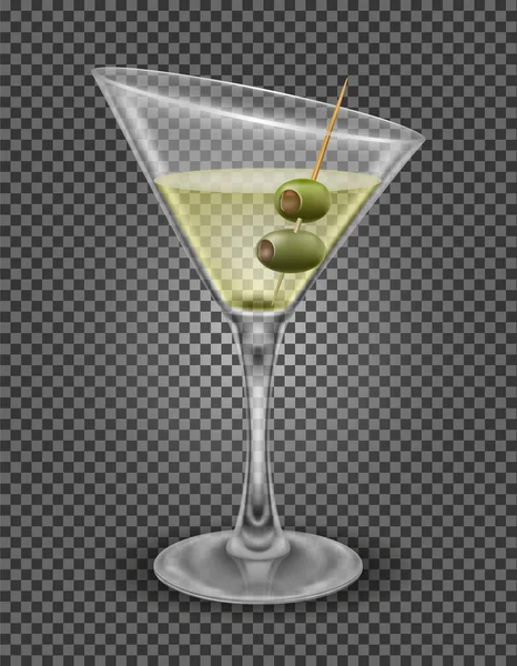 Martini Cocktail Alcoholische Drank Glas Vector Illustratie Geïsoleerd Witte Achtergrond — Stockvector