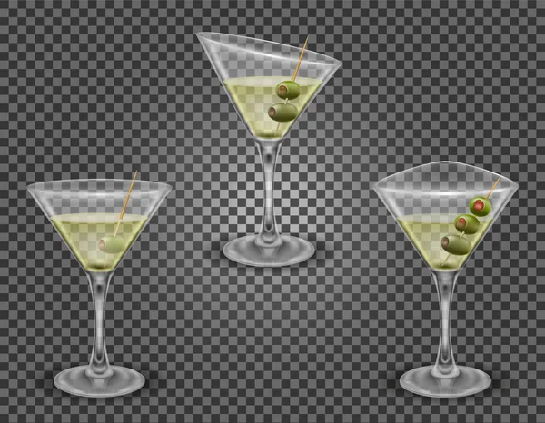 Martini Cocktail Alkoholhaltig Dryck Glas Vektor Illustration Isolerad Vit Bakgrund — Stock vektor