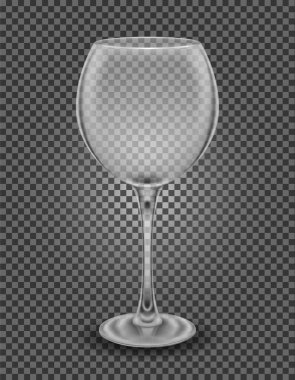 Şarap için şeffaf cam ve arka planda izole edilmiş düşük alkollü içecekler vektör illüstrasyonu