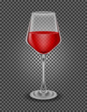 Şarap için şeffaf cam ve arka planda izole edilmiş düşük alkollü içecekler vektör illüstrasyonu