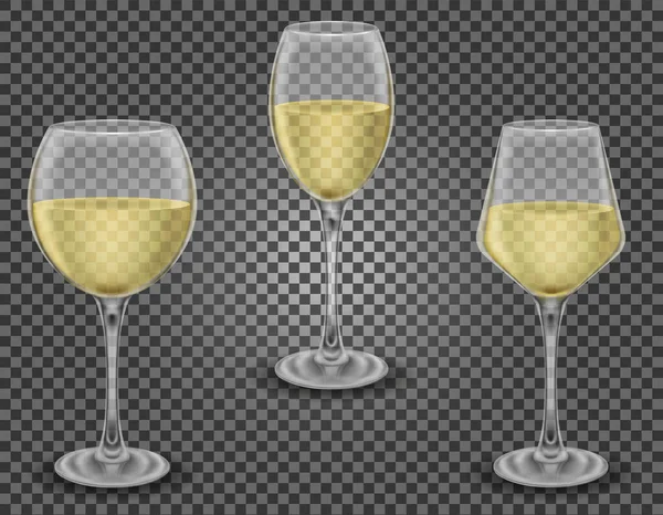 Прозоре Скло Вина Слабоалкогольних Напоїв Векторні Ілюстрації Ізольовані Фоні — стоковий вектор