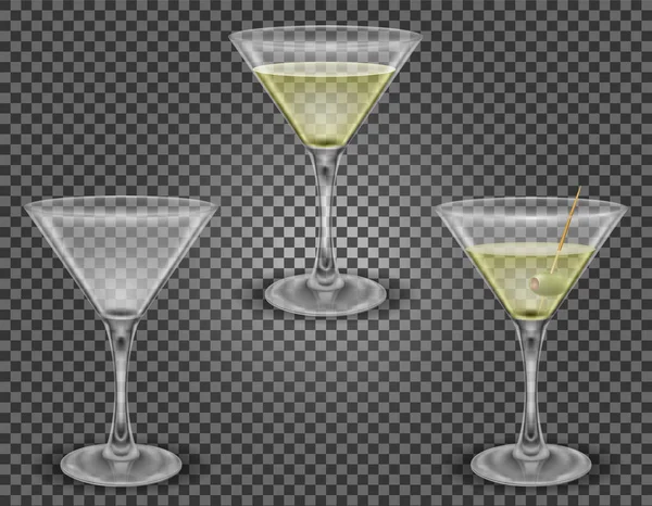 Martin Cocktail Alkoholisches Getränk Glas Vektor Illustration Isoliert Auf Weißem — Stockvektor