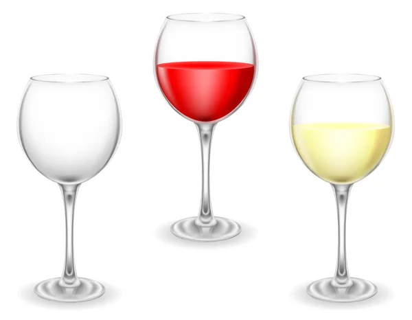 Przezroczyste Szkło Wina Napojów Alkoholowych Ilustracja Wektor Izolowane Tle — Wektor stockowy