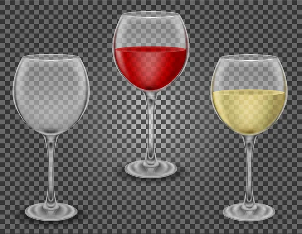 Vetro Trasparente Vino Bevande Alcoliche Basso Vettore Illustrazione Isolata Sfondo — Vettoriale Stock