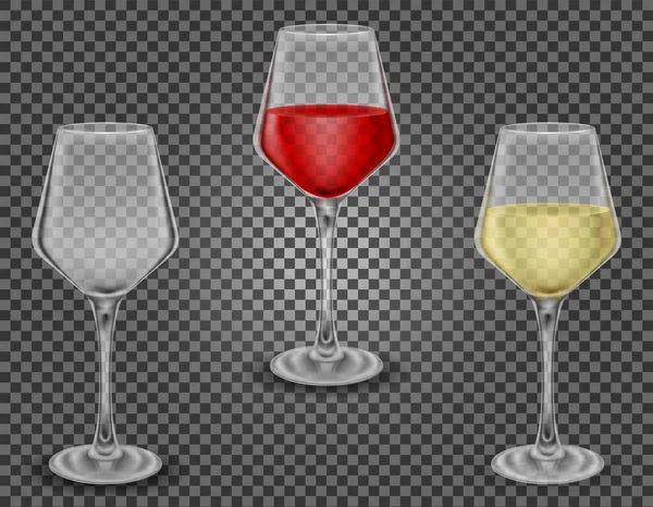 Transparent Glas För Vin Och Lågalkoholhaltiga Drycker Vektor Illustration Isolerad — Stock vektor