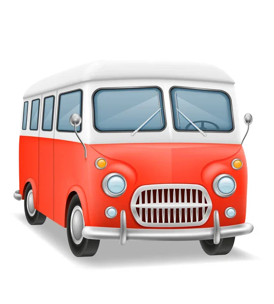 Retro Mini Van Bus Voor Reizen Vrije Tijd Vector Illustratie — Stockvector