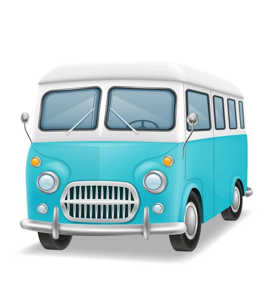 Retro Mini Van Bus Travel Leisure Vector Illustration Isolated White — Stock Vector