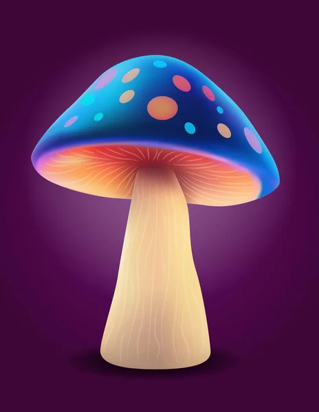 Fantasía Magia Multicolor Hongos Narcóticos Intoxicante Brillo Luminoso Vector Ilustración — Vector de stock