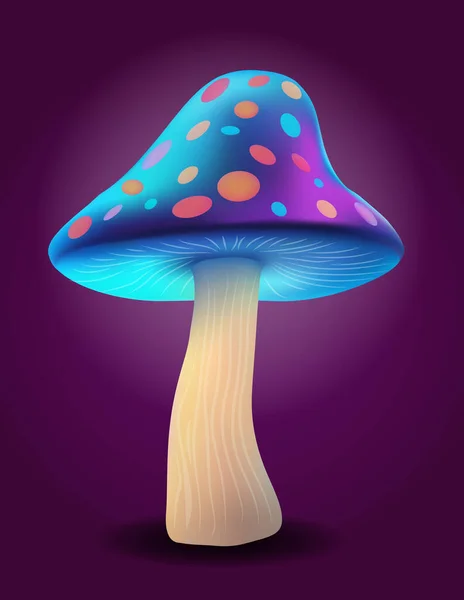 Fantasia Mágica Multicolorido Cogumelos Narcótico Intoxicante Brilho Luminoso Vetor Ilustração —  Vetores de Stock