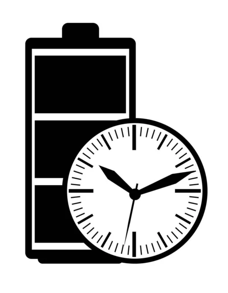Довгий Знак Терміну Служби Батареї Векторні Ілюстрації Ізольовані Білому Тлі — стоковий вектор