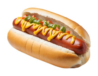 Beyaz arka planda izole edilmiş bir abur cubur vektör çizimi için hot dog sokak fast food