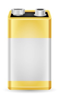 Beyaz arkaplanda izole edilmiş gümüş sarısı renk vektör illüstrasyonunda enerji bataryası gücü