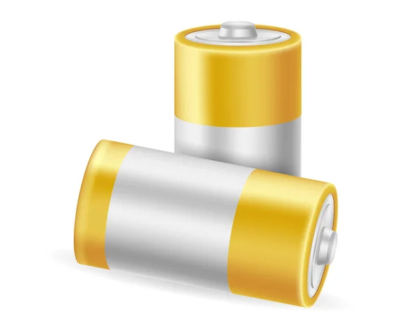 Energie Baterie Výkon Stříbřité Zlaté Barvy Vektor Ilustrace Izolované Bílém — Stockový vektor