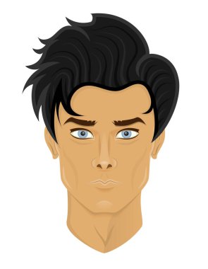 beyaz arka planda izole edilmiş farklı saç stilleri vektör illüstrasyonuna sahip genç adama bakın