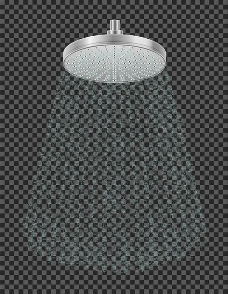 透明な背景で隔離された浴室のベクターのイラストのための金属のクロム シャワーの頭部 — ストックベクタ