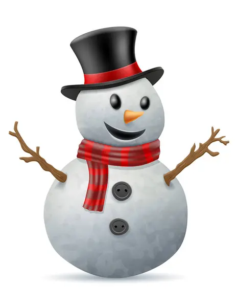 Χριστούγεννα Χειμώνα Χιονάνθρωπος Κατασκευασμένο Από Μεγάλες Χιονόμπαλες Διανυσματική Απεικόνιση Απομονώνονται — Διανυσματικό Αρχείο