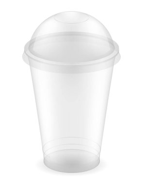 şeffaf tek kullanımlık plastik bardak çizimi beyaz arkaplanda izole edildi