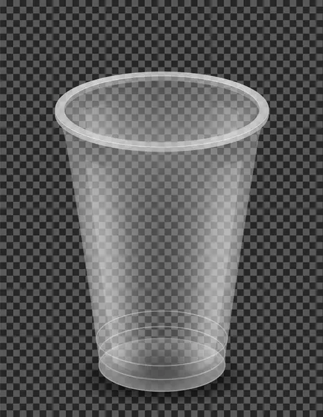 Διαφανές Διαφανές Πλαστικό Κύπελλο Μιας Χρήσης Διανυσματική Απεικόνιση Απομονώνονται Λευκό — Διανυσματικό Αρχείο