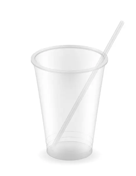 白い背景で隔離された透明な使い捨て可能なプラスチック カップのベクトル イラスト — ストックベクタ