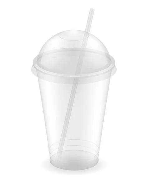 Transparent Clear Disposable Plastic Cup Vector Illustration Isolated White Background — Stock Vector