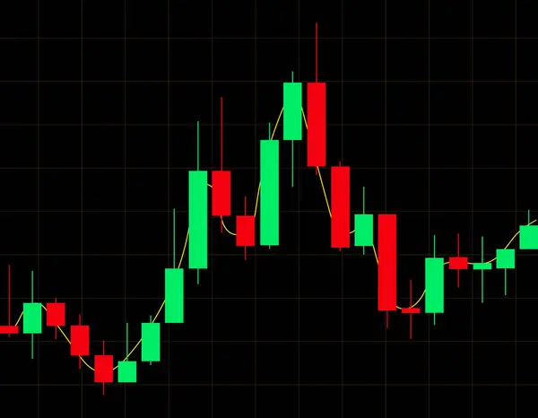 股票交易日本烛台交易图表矢量图解分离的白色背景 — 图库矢量图片