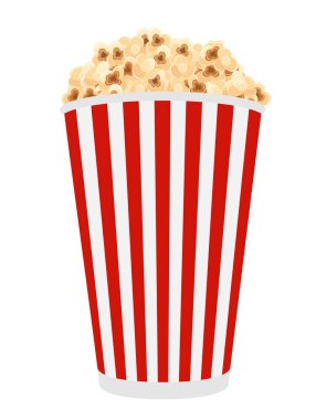 Beyaz arka plan üzerinde izole çizgili karton ambalajlama hisse senedi vektör çizim içinde patlamış mısır