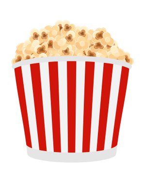 Beyaz arka plan üzerinde izole çizgili karton ambalajlama hisse senedi vektör çizim içinde patlamış mısır