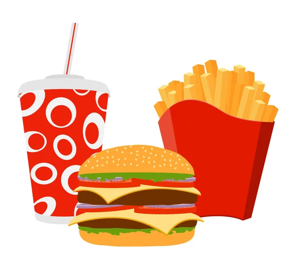 Fast Food Icons Vector Illustration Isolated White Background — Stock Vector