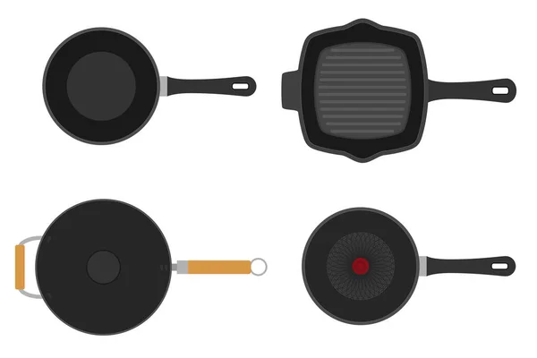 Poêle Frire Pour Nourriture Friture Sur Feu Illustration Vectorielle Isolé — Image vectorielle