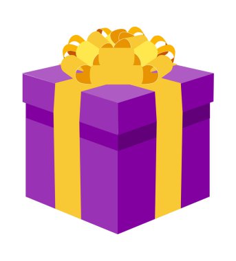 hediye kutusu beyaz arka plan üzerinde izole yay ve şerit hisse senedi vektör çizim ile