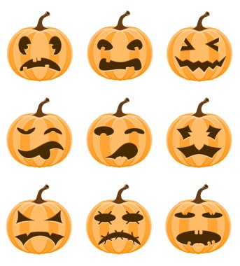 Beyaz arka plan üzerinde izole korkunç kabak Cadılar Bayramı hisse senedi vektör çizim