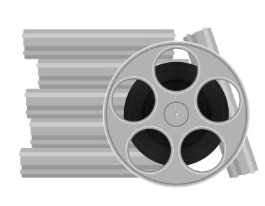 Beyaz arka plan üzerinde izole sinema film hisse senedi vektör çizim ile reel