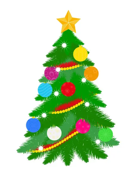 Weihnachtsbaum Vektor Illustration Isoliert Auf Weißem Hintergrund — Stockvektor