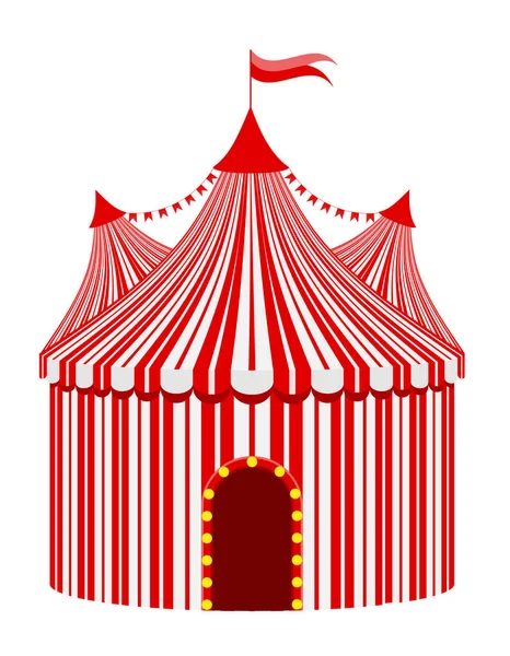 Ilustración Vectores Carpa Circo Rojo Rayado Aislado Sobre Fondo Blanco — Vector de stock
