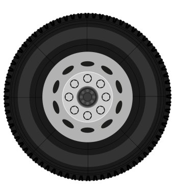 Beyaz arka plan üzerinde izole otobüs veya kamyon tekerleği hisse senedi vektör çizim