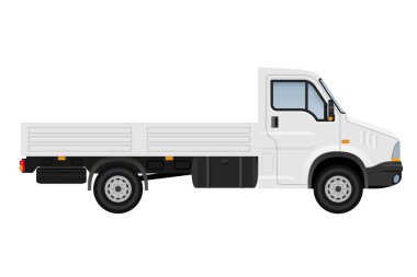 küçük kamyon van kamyonet nakliye kargo mal stok vektör illüstrasyon izole beyaz arka plan üzerinde için