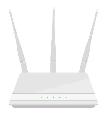 İnternet iletim vektörü illüstrasyonu için kablosuz yönlendirici beyaz arkaplanda izole edildi