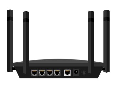 İnternet iletim vektörü illüstrasyonu için kablosuz yönlendirici beyaz arkaplanda izole edildi