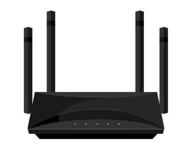 İnternet iletim vektörü illüstrasyonu için kablosuz yönlendirici beyaz arkaplanda izole edildi